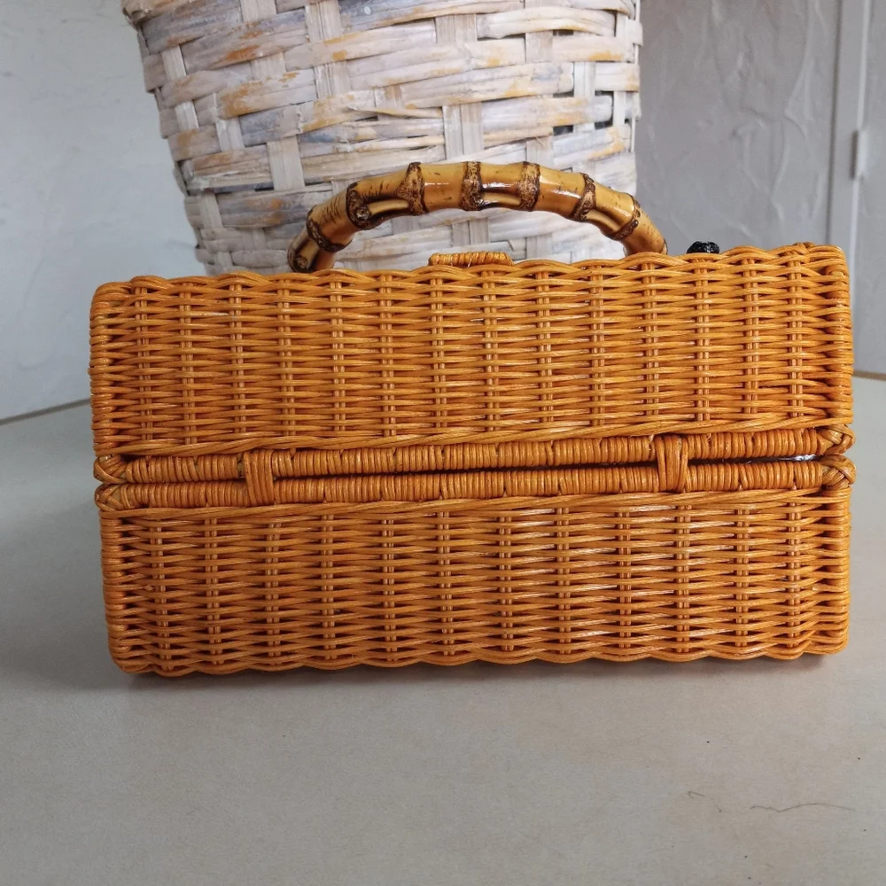 Serpui Brand, Paola Bird Palm Tree Wicker Top-Handle Bag MSRP $560 FREE SHIPPING